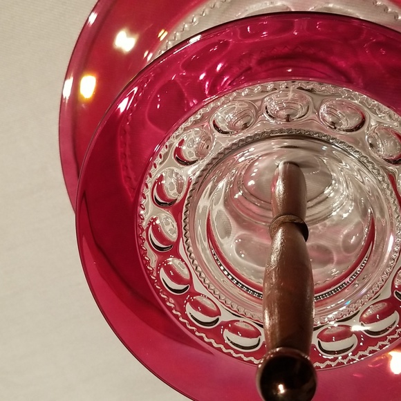 Vintage King's Crown Ruby-Flashed 2-Tier Tidbit Serving Tray - Picture 11 of 17